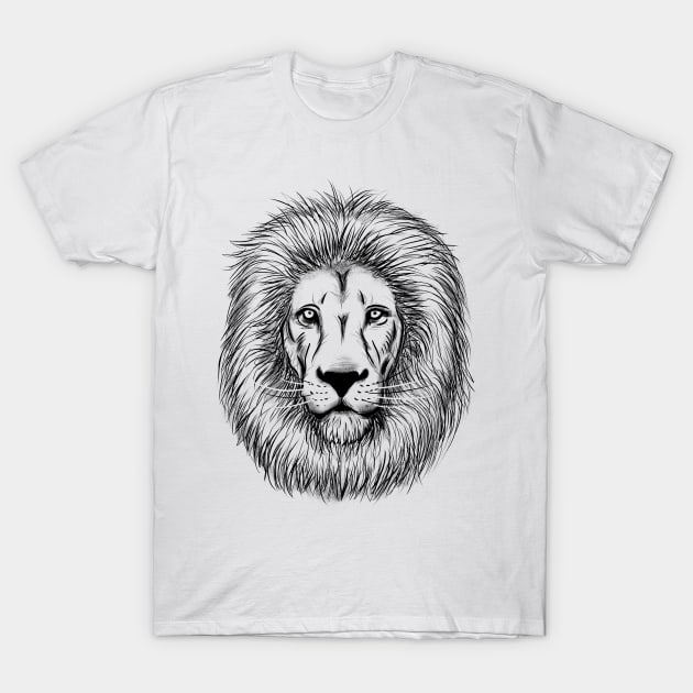 Lion Head Sketch T-Shirt by zemluke